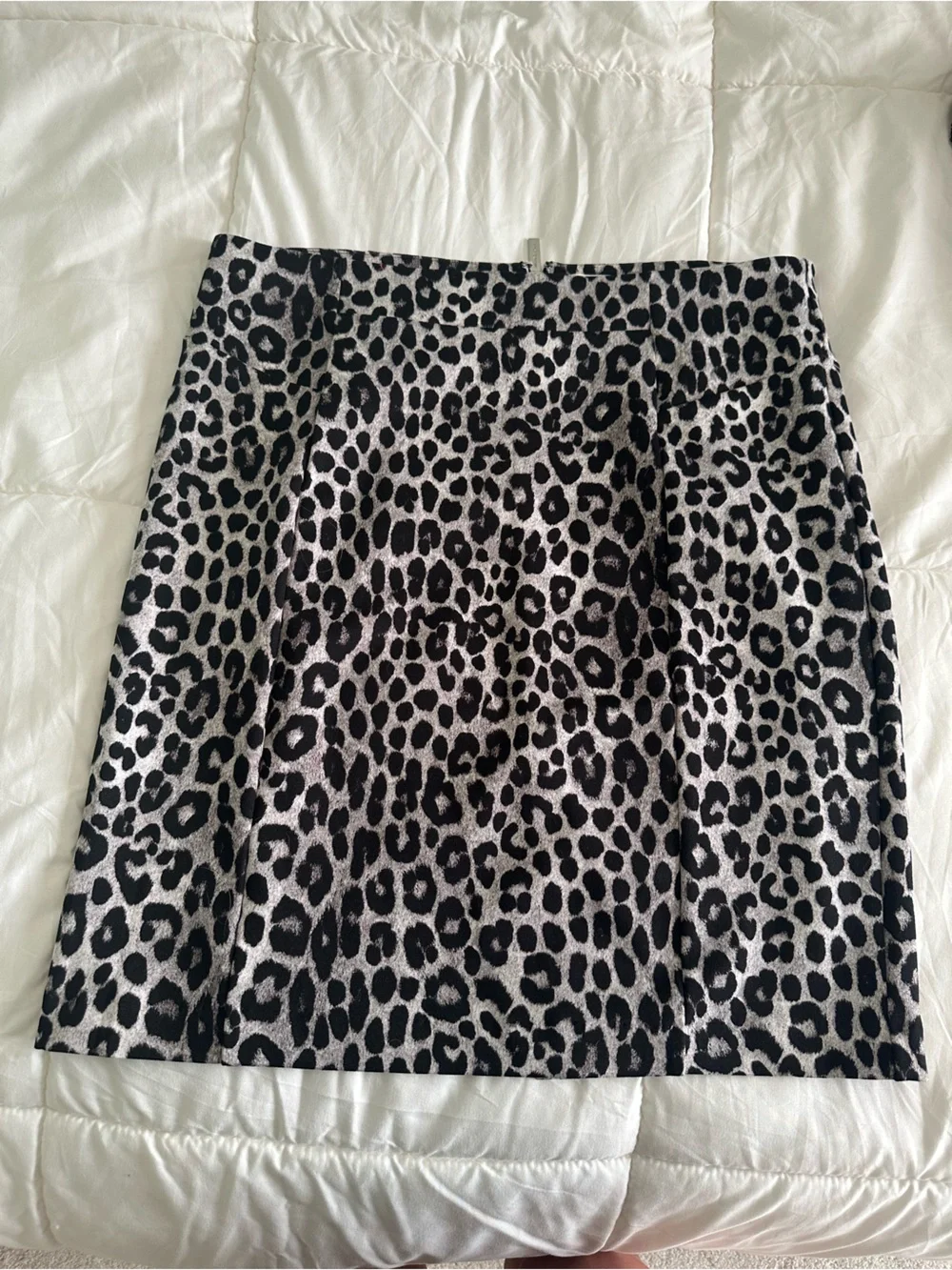 Michael Kors Black and White Leopard-Print Pencil Skirt